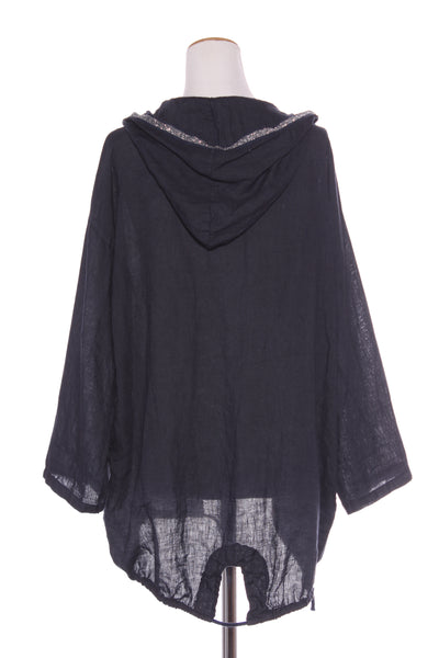 THE LINO LOUNGE (ITA) Metallic trim linen hooded jacket! 10-16