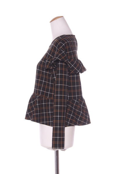ZARA - Tan plaid ruffle sleeve top! 14