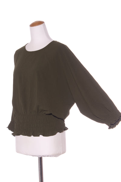 WHISTLE - Shirred cuff relaxed top - Olive green! 12