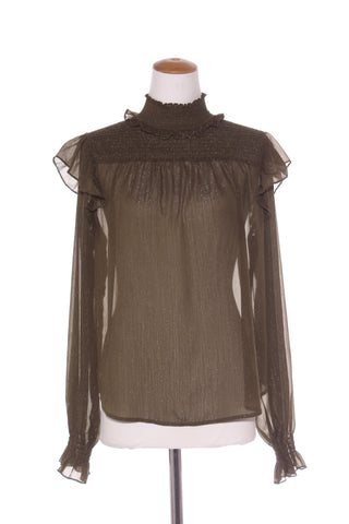 DRAMA - Metallic thread khaki blouse! 10-12