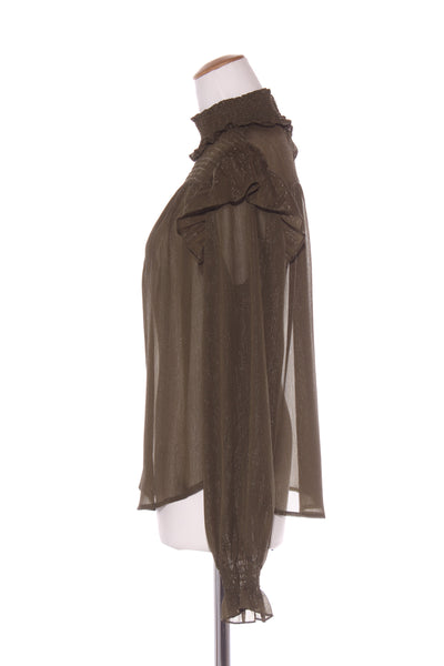 DRAMA - Metallic thread khaki blouse! 10-12