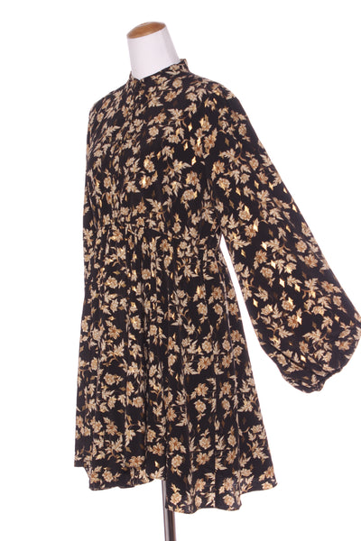 AUGUSTINE (LN) "Serphina" gold print shirt dress! 14