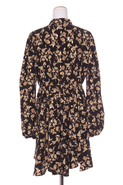 AUGUSTINE (LN) "Serphina" gold print shirt dress! 14