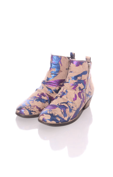 MARTINI MARCO - Metallic foil print leather ankle boots! 41