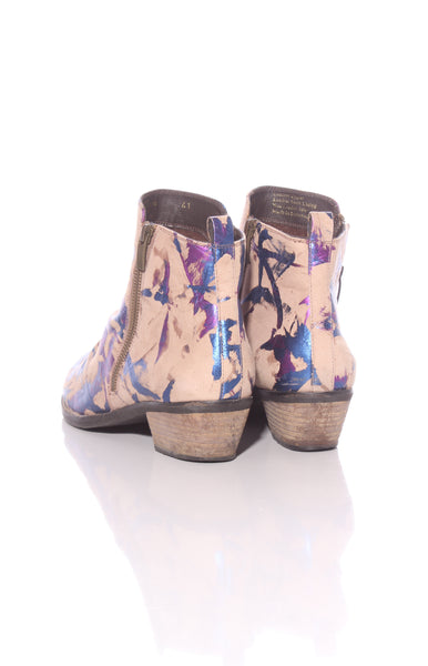 MARTINI MARCO - Metallic foil print leather ankle boots! 41