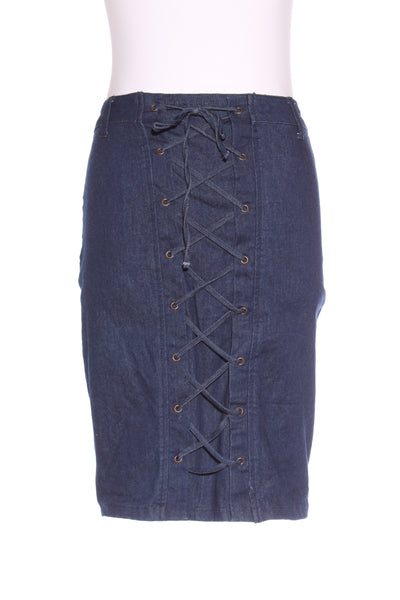 PQ - Corset lace back denim skirt! 8-10