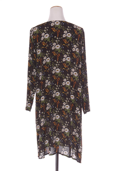 WILSON TROLLOPE - Silk/cotton black floral L/S dress! 14