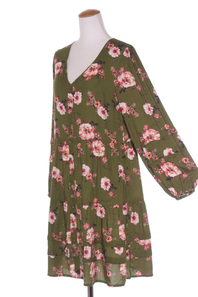 GLOSS - Green floral billow sleeve dress! 14