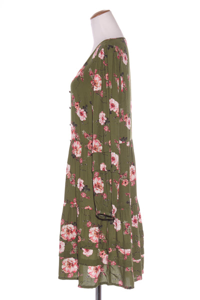 GLOSS - Green floral billow sleeve dress! 14
