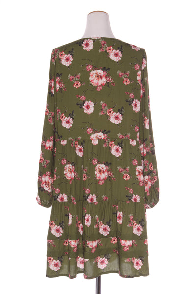GLOSS - Green floral billow sleeve dress! 14