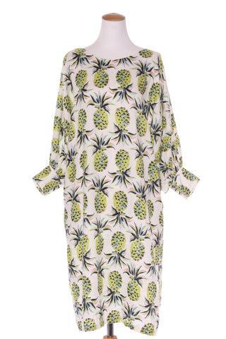 Pineapple print balloon sleeve linen dress! 14