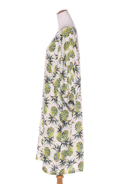 Pineapple print balloon sleeve linen dress! 14