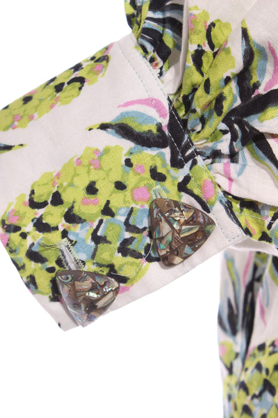 Pineapple print balloon sleeve linen dress! 14