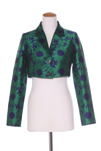 TRELISE COOPER - Green + navy floral crop jacket! 10