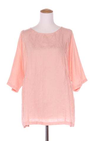 TWO BY TWO - Peach linen gathered waist top! 16