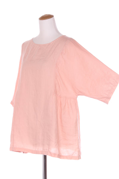 TWO BY TWO - Peach linen gathered waist top! 16