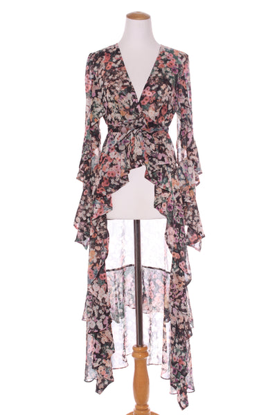 NOVELLA - Floral print ruffle wrap duster! 12-14