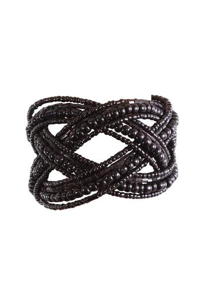 SILLS & CO - Bagi beaded Cuff Bracelet - Black