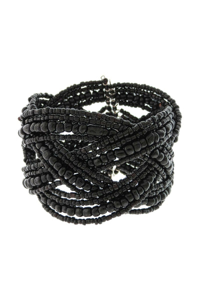SILLS & CO - Bagi beaded Cuff Bracelet - Black