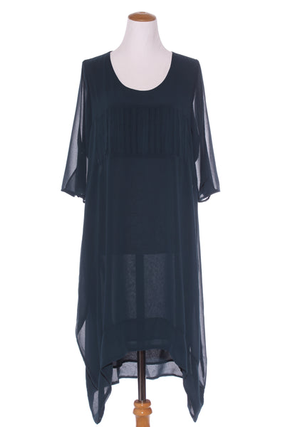 CHOCOLAT (NZ) Lined chiffon midi dress - Teal green! 16