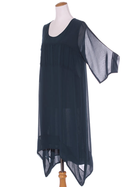 CHOCOLAT (NZ) Lined chiffon midi dress - Teal green! 16