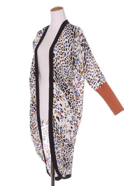 CHARLO - Leopard + rust ribbed trim cardi! 10-16