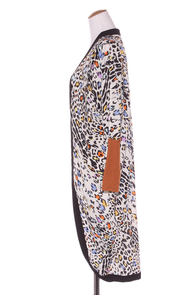 CHARLO - Leopard + rust ribbed trim cardi! 10-16