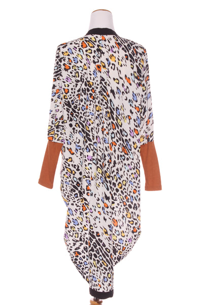 CHARLO - Leopard + rust ribbed trim cardi! 10-16