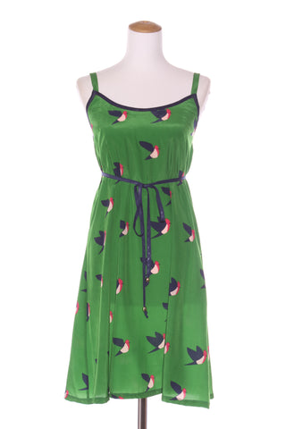 CARAVAN (NZ) Bird print green dress! 8
