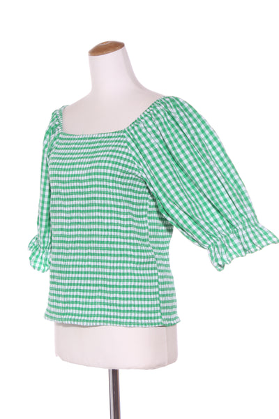 COCO & BELLE (LN) Green gingham shirred top! 14