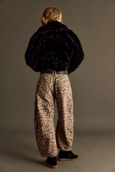 FREE PEOPLE - Good luck leopard print barrel jean! 31/13
