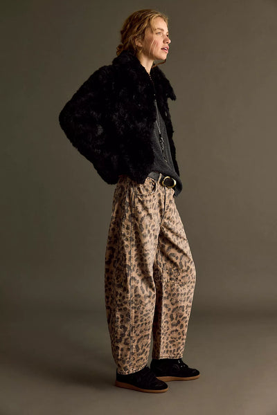 FREE PEOPLE - Good luck leopard print barrel jean! 31/13