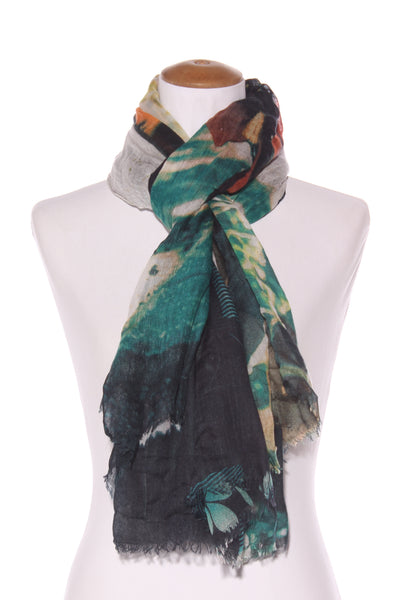 Cashmere blend Japanese kimono print scarf!