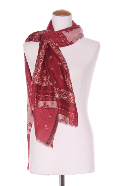 Soft maroon paisley print scarf!