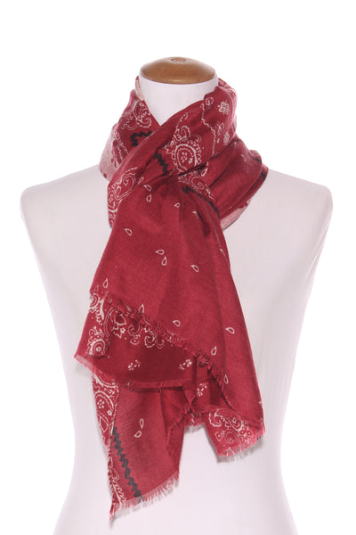Soft maroon paisley print scarf!