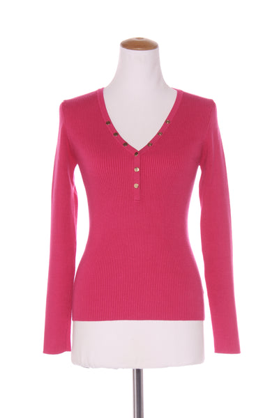 DECJUBA - Rib knit Henley top - Cerise! 10-12