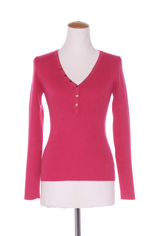 DECJUBA - Rib knit Henley top - Cerise! 10-12