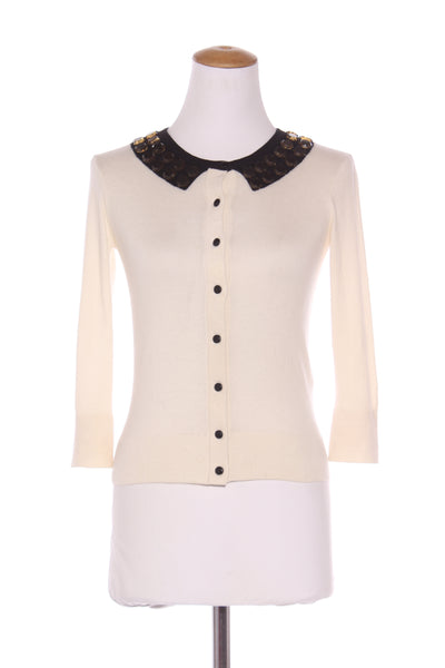 KATE SYLVESTER - Silk + cashmere embellished cardi! 6-8
