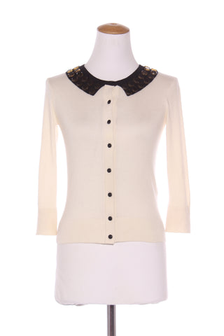 KATE SYLVESTER - Silk + cashmere embellished cardi! 6-8
