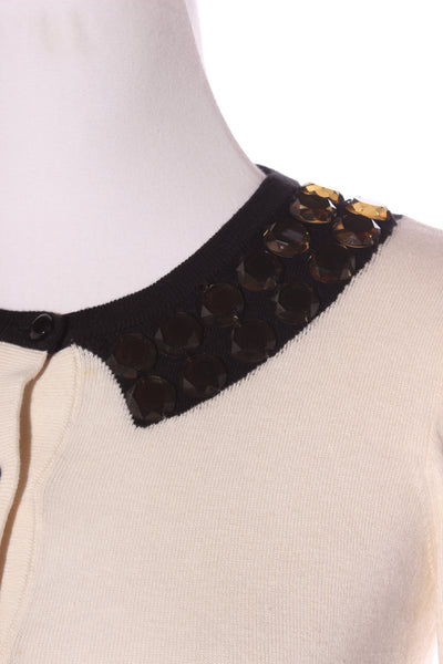 KATE SYLVESTER - Silk + cashmere embellished cardi! 6-8