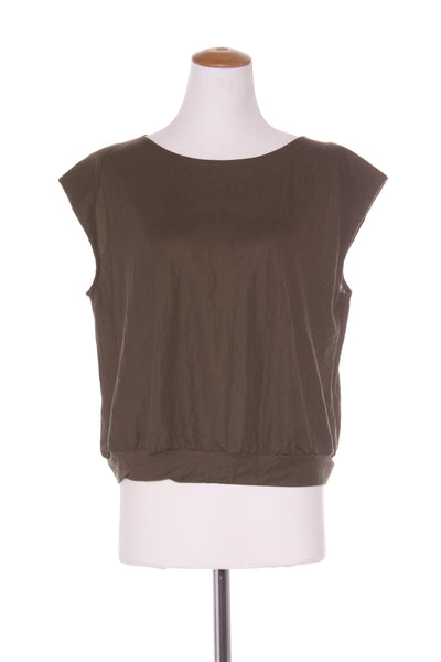 REPERTOIRE (NZ) "Hero" padded shoulder top - Khaki! 14