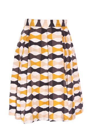 KATE SPADE - Retro print box pleat silk skirt! 8