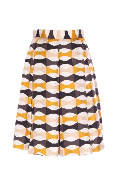 KATE SPADE - Retro print box pleat silk skirt! 8