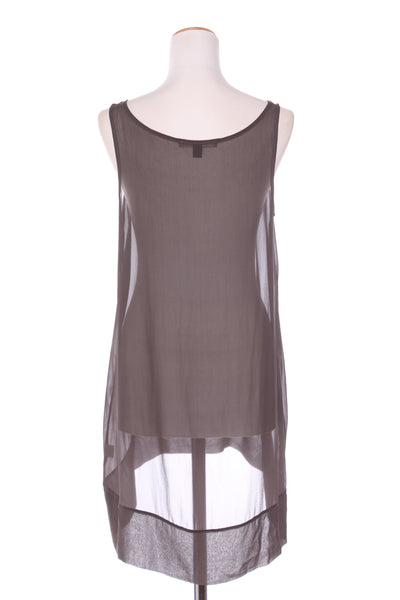 JANE DANIELS (NZ) Khaki silk chiffon hi low top! 12