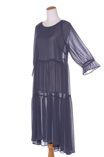 HARRÏE & SAM (NZ) Tiered chiffon midi dress - Steel grey! 12
