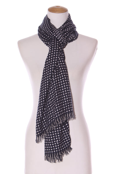 Polka dot knit navy scarf!