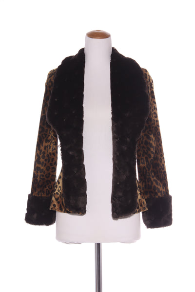 GEENA PAIGE - Fur trim velvet leopard tailored jacket! 10-12