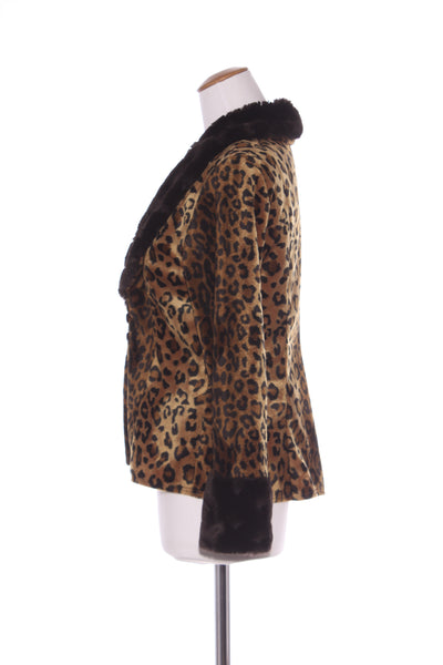 GEENA PAIGE - Fur trim velvet leopard tailored jacket! 10-12