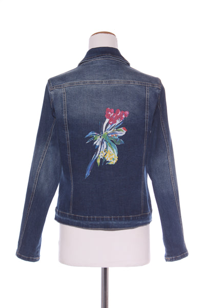 CLAIRE DESJARDINS - Painted floral print denim jacket! 12