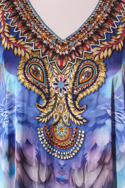 SAKHEE - Embellished feather detail maxi kaftan! 10-18